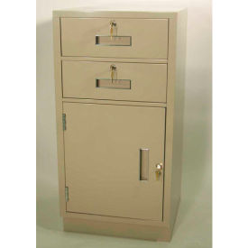Fenco S-204R-I Fenco Teller Pedestal Cabinet S-204R-I - 2 Drawers Right Hinged Door 19"W x 19"D x 38-1/2"H Gray image.