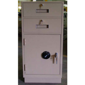 Fenco S-222L-A Fenco Pedestal Safe S-222L-A - 2 Drawers Thick Frame Left Hinged Door 19x19x38-1/2 Champagne image.