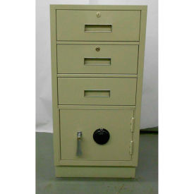 Fenco S-225L-A Fenco Pedestal Safe S-225L-A - 3 Drawers Thick Frame Left Hinged Door 19x19x38-1/2 Champagne image.