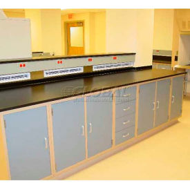 Lab Design (A Division Of Uhsc) WB-1I Lab Design Workbench, 8 Doors, 5 Drawers, 196"W x 30"D, Model Gray image.
