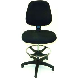 Lds Industries Llc 1010403 ShopSol Deluxe Drafting Stool - Fabric Upholstered - Mid Back - Black image.