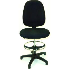 Lds Industries Llc 1010404 ShopSol Deluxe Drafting Stool - Fabric Upholstered - High Back - Black image.