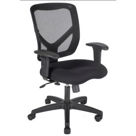 ShopSol Office Room Chair - Fabric Seat with Adjustable Mesh Backrest - Black