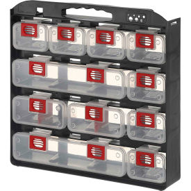 Lds Industries Llc 1010500 ShopSol 1010500 Bin Compartment Case - 1 Sided, 11 Locking Bins, 15-1/2"L x 16"W x 2-3/4"H - Black image.