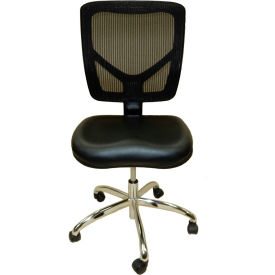 Lds Industries Llc 1010530 ShopSol Dental Lab Chair with Vinyl Seat and Mesh Backrest, Black image.