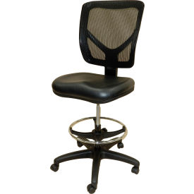 Lds Industries Llc 1010817 Shopsol™ Chair w/ Mesh Backrest, Adjustable Footring & Hard Floor Casters, Vinyl, Black image.