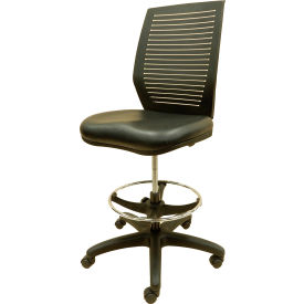 Lds Industries Llc 1010818 Shopsol™ Chair w/ Plastic Backrest, Adjustable Footring & Hard Floor Casters, Vinyl, Black image.