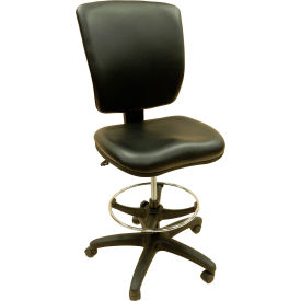 Lds Industries Llc 1010819 Shopsol™ Chair w/ Backrest, Adjustable Footring & Hard Floor Casters, Vinyl, Black image.