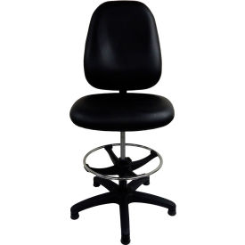 Lds Industries Llc 1010927 Shopsol™ Workbench High Back Chair w/ Adjustable Footring & Non-Marking Glides, Vinyl, Black image.