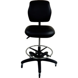 Lds Industries Llc 1010929 Shopsol™ Workbench Chair w/ Backrest & Industrial Locking Casters, Vinyl, Black image.