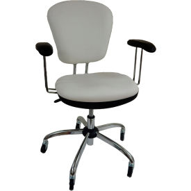 Lds Industries Llc 1010959 ShopSol™ Desk Lab Chair with Vinyl Seat & Hard Floor Casters, White image.