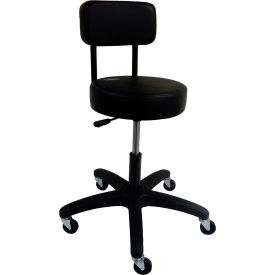 Lds Industries Llc 1010964 ShopSol™ Desk Stool with Backrest & Hard Floor Casters, Vinyl, Black image.