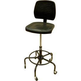Lds Industries Llc 1010993 ShopSol™ Workbench Chair with Reverse Braking Casters, Polyurethane, Black image.