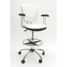 Lds Industries Llc 1010296 ShopSol Lab Stool with Backrest - Fixed Arms - White image.