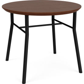 Lesro Chat Reception End Table 24" x 24" Black Frame Riftwood Walnut Top 