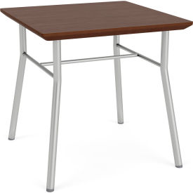 Lesro Chat Reception End Table 20" x 20" Silver Frame Riftwood Walnut Top 