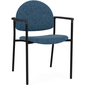Lesro Chat Guest Chair Black Frame Onyx Black Armrests Connelly Blue Jay Fabric 