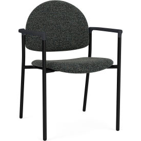 Lesro Chat Guest Chair Black Frame Onyx Black Armrests Connelly Crow Fabric 