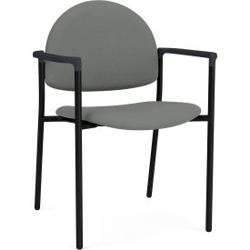 Lesro Chat Guest Chair Black Frame Onyx Black Armrests Open House Asteroid Fabric 