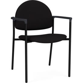 Lesro Chat Guest Chair Black Frame Onyx Black Armrests Open House Black Fabric 