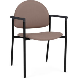 Lesro Chat Guest Chair Black Frame Onyx Black Armrests Open House Goose Fabric 