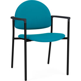 Lesro Chat Guest Chair Black Frame Onyx Black Armrests Open House Waterfall Fabric 