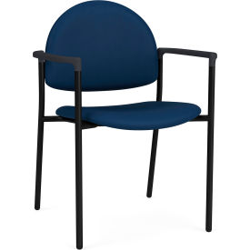 Lesro Chat Guest Chair Black Frame Onyx Black Armrests Patriot Plus Imperial Blue Vinyl 