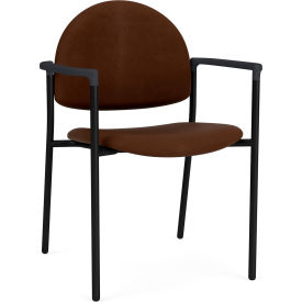 Lesro Chat Guest Chair Black Frame Onyx Black Armrests Patriot Plus Mocha Vinyl 