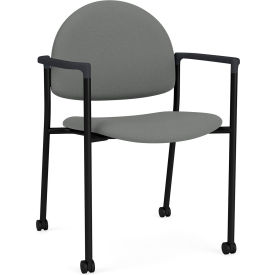 Lesro Chat Guest Chair with Casters Black Frame Onyx Black Armrests Open House Asteroid Fabric 