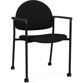 Lesro Chat Guest Chair with Casters Black Frame Onyx Black Armrests Open House Black Fabric 