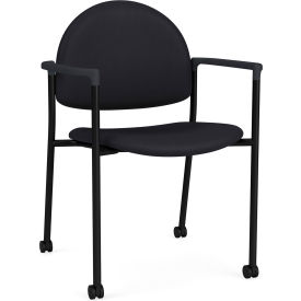 Lesro Chat Guest Chair with Casters Black Frame Onyx Black Armrests Patriot Plus Black Vinyl 