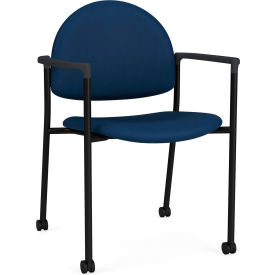 Lesro Chat Guest Chair w/ Casters Black Frame Onyx Black ArmrestsPatriot Plus Imperial Blue Vinyl 