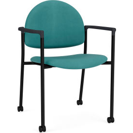 Lesro Chat Guest Chair with Casters Black Frame Onyx Black Armrests Patriot Plus Sea Vinyl 