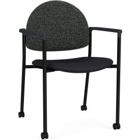 Lesro Chat Guest Chair w/ Casters Black Frame Connelly Crow Fabric Back Patriot Plus Black Seat 