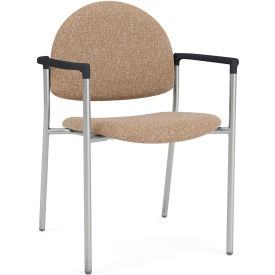 Lesro Chat Guest Chair Silver Frame Onyx Black Armrests Connelly Wren Fabric 