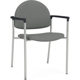 Lesro Chat Guest Chair Silver Frame Onyx Black Armrests Open House Asteroid Fabric 