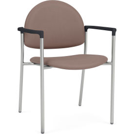Lesro Chat Guest Chair Silver Frame Onyx Black Armrests Open House Goose Fabric 
