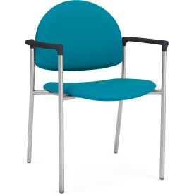 Lesro Chat Guest Chair Silver Frame Onyx Black Armrests Open House Waterfall Fabric 
