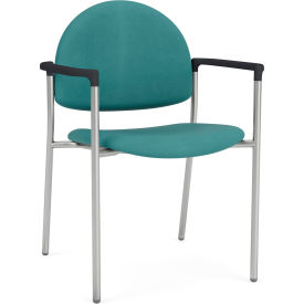 Lesro Chat Guest Chair Silver Frame Onyx Black Armrests Patriot Plus Sea Vinyl 
