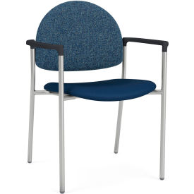 Lesro Chat Guest Chair Silver Frame Connelly Blue Jay Back Patriot Plus Imperial Blue Vinyl Seat 