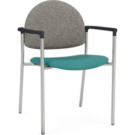 Lesro Chat Guest Chair Silver Frame Connelly Dove Back Patriot Plus Sea Vinyl Seat 