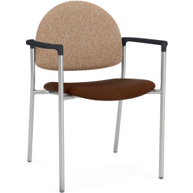 Lesro Chat Guest Chair Silver Frame Connelly Wren Back Patriot Plus Mocha Vinyl Seat 
