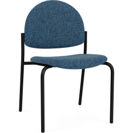 Lesro Chat Armless Guest Chair Black Frame Connelly Blue Jay Fabric 