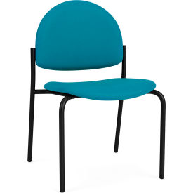 Lesro Chat Armless Guest Chair Black Frame Open House Waterfall Fabric 