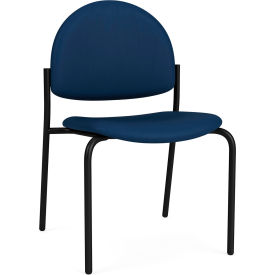 Lesro Chat Armless Guest Chair Black Frame Patriot Plus Imperial Blue Vinyl 