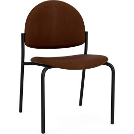 Lesro Chat Armless Guest Chair Black Frame Patriot Plus Mocha Vinyl 