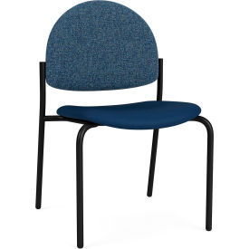 Lesro Chat Armless Guest Chair Black Frame Connelly Blue Jay Back Patriot Plus Imperial Blue Seat 