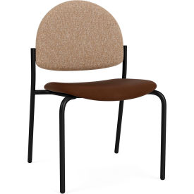 Lesro Chat Armless Guest Chair Black Frame Connelly Wren Back Patriot Plus Mocha Vinyl Seat 