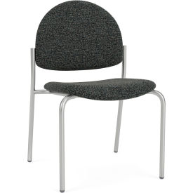 Lesro Chat Armless Guest Chair Silver Frame Connelly Crow Fabric 
