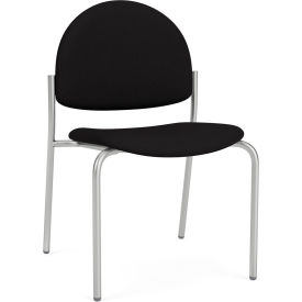 Lesro Chat Armless Guest Chair Silver Frame Open House Black Fabric 